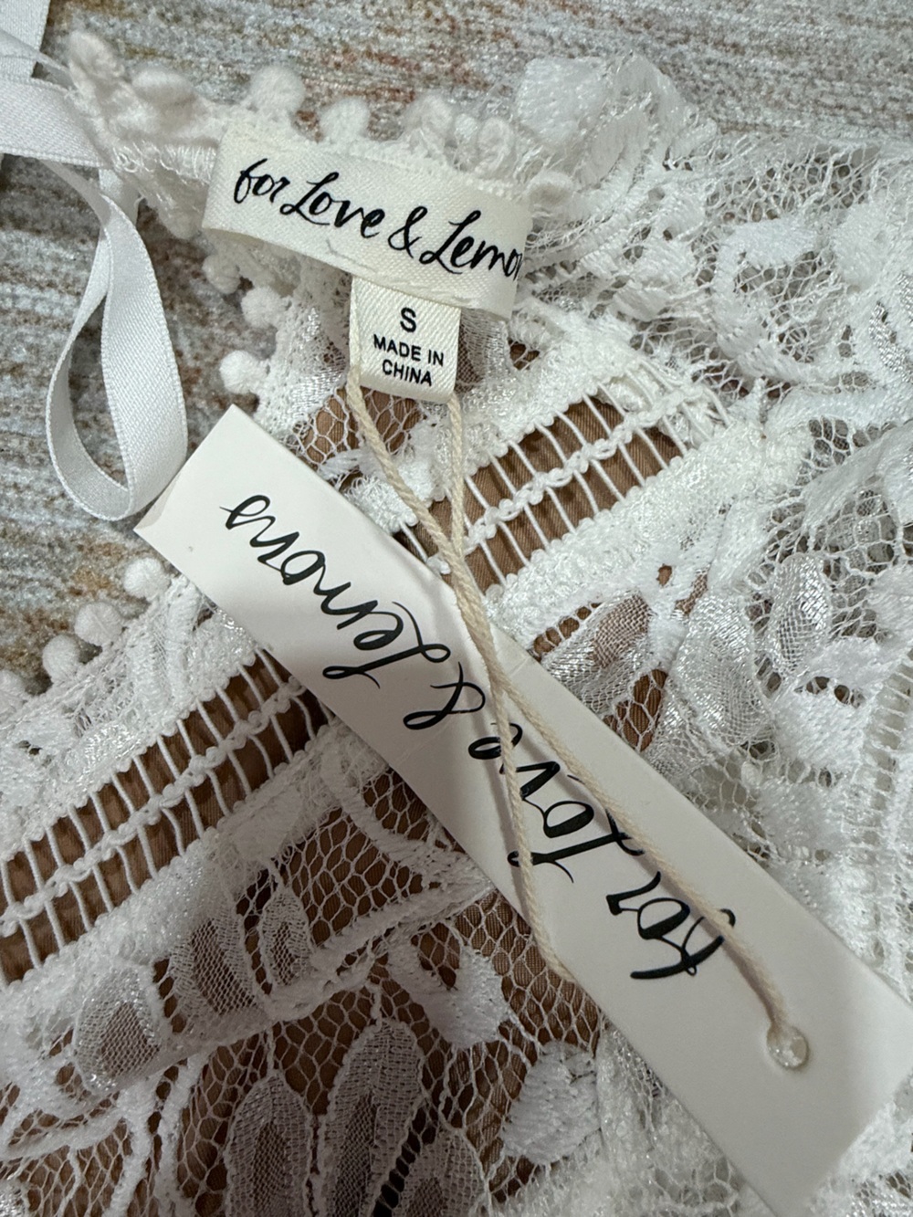 For Love And Lemons Brown Bodysuit with White Lace Trim - Picture 5 of 7
